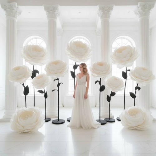 Ростовой цветок из бумаги "Пион белый White/Black"